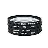 Moniss 58mm UV CPL Close Up 4 Star 8 Point Filter Kit De Filtro Circular Filtro Polarizador Circular Macro Close Up Star Filtro De 8 Point Com Bolsa Compatível Com Câmera Ni Kon Ca Non Pent