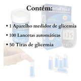 Monitor De Glicose 50 Tiras De Glicose 100 Lancetas Cor Azul
