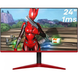 Monitor Gamer 24 Led Full Hd 3g Vga Hdmi 75hz Preto Vermelho