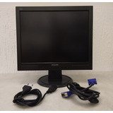 Monitor Lcd Philips 15 Polegadas C Cabos Preto Usado Bivolt
