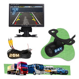 Monitor Tela 7 Câmera Traseira Borboleta Ré 24v Cabo 20m