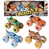 Monster Jam, Power Beasts 4-pack (el Toro Loco, Megalodon, Dragon And Horse Power), 1:64 Scale