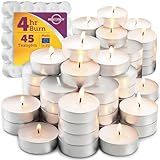 MontoPack Velas De Chá Sem Cheiro Em Volume 45 Velas Brancas Sem Fumaça Sem Gotejamento E De Parafina De Longa Duração Mini Velas Votivas Pequenas Para Casa Piscina Shabbat