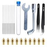 MOOKEENONE 24 Peças Kits De Ferramentas De Limpeza Para Impressora 3D Kit De Limpeza De Impressão 3D Kit De Máquina De Polimento Elétrica Bocais De Impressora 3D De 0 4 Mm Agulhas De Limpeza De Bocais Pinças Chaves