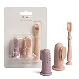 Moonkie Kit De Limpeza Oral Para Escova De Dentes De Dedo Para Bebês A Partir De 3 Meses  3 Peças  Blush Malva Pálido Blush 