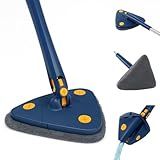 Mop 360- Triangular Giratório Com Cabo Ajustável - Esfregão De Limpeza Multiuso Para Piso- Vidros E Paredes - Microfibra Lavável- Limpeza Profunda Em Todos Os Cômodos