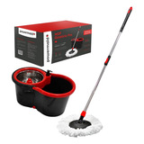 Mop Esfregão Duo Giratório Desmontável Duas Águas Cesto Inox