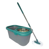 Mop Giratório 360 De Limpeza Balde 10 5 Litros Cesto Inox