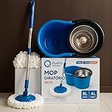 Mop Giratório Balde Cesto Inox 8 Litros Limpeza Esfregão 360 Mop Pro