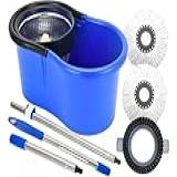 Mop Perfect Pro Giratório 360 Com 1 Refil Esfregão Balde Cesto Inox