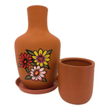 Moringa De Barro Ceramica 1 Litro Com Copo 200ml Agua Fresca