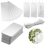 MorningRo 100 Etiquetas De Metal Escritas Dupla Face De 9 X 4 Cm Etiquetas De Alumínio Para Plantas Etiquetas De Folha De Metal Etiquetas De árvore Com 100 Peças Fios De Metal De 15 Cm Para