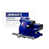 Morsa Torno De Bancada C Bigorna Menegotti Original N 08 Ferro Fundido Com Base Giratória N 08
