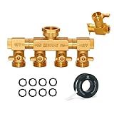 Morvat Divisor De 4 Vias De Latão Resistente Com Braços Rotativos Conector Coletor De Mangueira De Jardim Com Válvulas Liga Desliga De Aderência Confortável Torneira De água E Adaptador De Torneira Inclui 8 Arruelas Fita De Teflon E Kit De Montagem
