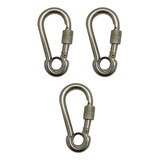 Mosquetão Engate Rápido Inox Olhal Trava Rosca 5x50m Kit C 3