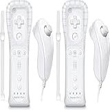 Motion Plus Wii Remote And Nunchuck Controller Wireless Controllers Compatible With Wii Wii U With Silicone Case And Wrist Strap White 