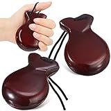 Motionchic Pacote Com 2 Castanhas Espanholas Flamenco Com Cordão De Madeira Tradicional De Percussão Para Adultos E Crianças, Presente De Lembrança, 1 Par (marrom)