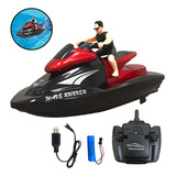Moto Aquática Controle Remoto Jetski Vermelho Recarregável
