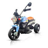 Moto Elétrica Infantil Azul Farol Led Buzina Rádio Musica Ré