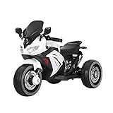 Moto Elétrica Infantil Motinha Triciclo Brinquedo Passeio Veículo Com Controle Remoto Bateria 6v Recarregável Branco 