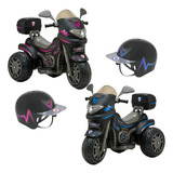 Moto Elétrica Preta Infantil Sprint Turbo Azul Rosa C Sons