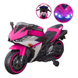 Moto Motinha Elétrica Infantil 12v Roda Eva Som Led Farol Cor Rosa
