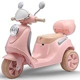 Moto Motinho Scooter Elétrica 6V Infantil Som Luz Música Triciclo Menino Menina Criança -Rosa-