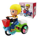 Moto Triciclo Menina Empina Gira 360  Luzes Sons Personagem Boneca Cabelo