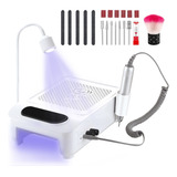 Motor Lixa Elétrica Unhas Nail Drill 45000rpm 4 Em 1 Led uv