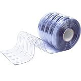 Moukeren Cortina De Plástico De Vinil Com 15 M De Comprimento X 20 Cm De Largura X 0-2 Cm De Espessura- Cortina De Porta De PVC Comercial Transparente à Prova D-água Para Refrigeradores E Portas De