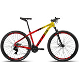 Mountain Bike Gts Feel Full Aro 29 19 24v Freios De Disco Mecânico Cor Amarelo/vermelho