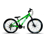 Mountain Bike Vikingx Tuff 25 Aro 26 13.5 21v Freios De Disco Mecânico Câmbios Shimano Tourney Cor Verde/azul/branco