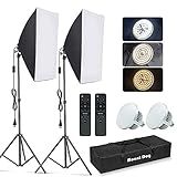 MOUNTDOG Kit De Iluminação Softbox Equipamento De Estúdio Fotográfico Luz Contínua Com Soquete E27 De 85 W 5700 K Refletores De 2 X 19 7 X 27 5 Polegadas 2 Unidades De Lâmpadas De LED Com Controle