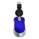 Mouse Óptico Com Fio Usb Pequeno Retrátil Notebook Desktop Cor Azul