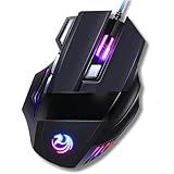 Mouse Gamer 7D 3200 DPI Ajustável 7 Botões Luzes Led RGB Alta Precisão E Velocidade Jogos Trabalho Estudos Cabo Reforçado Super Rápido Ergonômico Antideslizante Clique Duplo Premium