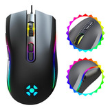 Mouse Gamer Black Hawk Com Led Rgb Ergonômico 6 Botões Macro