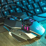 Mouse Gamer Haiz 3200 Dpi Ajustável 7 Botões Base Metal Led Rgb Cabo 1 8m