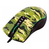 Mouse Gamer Optical Dpi 7200 C 7 Botões Pc Notebook Militar Cor Preto Com Camuflado