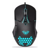 Mouse Gamer Usb 3200dpi 7 Botões Rgb F809 Aula Cor Preto