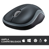 Mouse Logitech M185 Sem Fio Rc nano Preto Cor Cinza