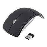 Mouse óptico Sem Fio De 2 4 GHz Da Almencla Mouse Sem Fio De Arco Dobrável Com Receptor USB Para Laptop PC Superfície De Notebook Preto