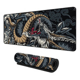 Mouse Pad Gamer Extra Grande 90x40 Dragão Azul Profissional Cor Preta