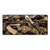 Mouse Pad Grande 90x40 Couro Gamer Desk Pad Armas Munição