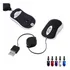 Mouse Preto Usb Pequeno Com Fio Retrátil Para Computador