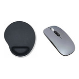 Mouse Recarregável Silencioso + Mouse Pad Para Notebook Dell Cor Cinza