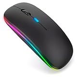 Mouse Sem Fio Com Bluetooth Recarregável Óptico Wireless Silencioso Led Rgb Colorido Ergonômico Usb 2 4 Ghz Para Notebook Computador Pc Desktop PRETO