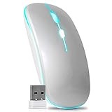 Mouse Sem Fio Óptico 3200dpi Usb Wireless 2 4ghz Recarregável Pc Notebook Computador Tv Smart Cinza 
