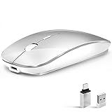 Mouse Sem Fio Para Laptop Mouse Bluetooth Para Macbook Pro Air Mac IPad Chromebook Computador Modo Duplo Recarregável USB 2 4 GHz Bluetooth 5 2 Bluetooth 3 0 Mouse Silencioso Sem Fio Com