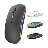 Mouse Sem Fio Recarregável óptico Wireless Led Rgb Ergonômico Colorido Usb 2.4 Ghz Para Notebook Computador Pc Desktop Premium (realiza Ecomm®) (preto)