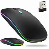 Mouse Sem Fio Recarregável Com Led Rgb, Design Ergonômico, Conexão Dual Bluetooth 5.0/usb 2.4ghz, Dpi Ajustável, Para Notebook, Pc, Desktop, Laptop E Tv Smart, Silencioso, Qualidade Premium (preto)